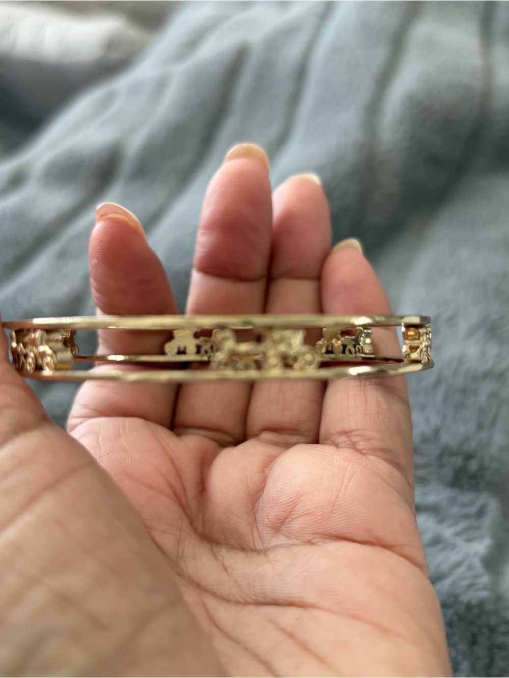 Coach Gold-Tone Double Row Elephant Cutout Bangle Bracelet - Picture 4 of 4